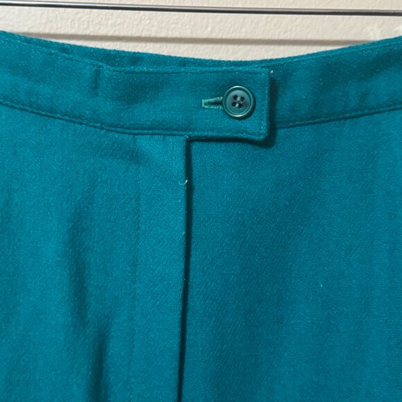 π Vintage Koret 100% Pure Wool Trousers | Teal High-Rise Pleated Slacks π - Picture 6 of 7